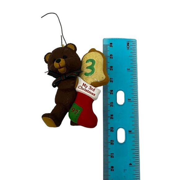 VTG 1997 HALLMARK CHRISTMAS ORNAMENT CHILDS 3RD CHRISTMAS  BEAR&STOCKING COOKIE - Picture 2 of 3
